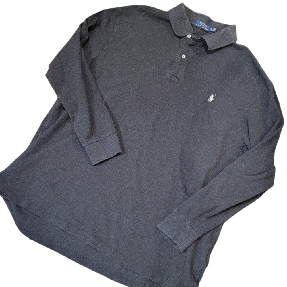 Polo Ralph Lauren long sleeve polo men's sz 2xb big charcoal brushed 100% cotton
